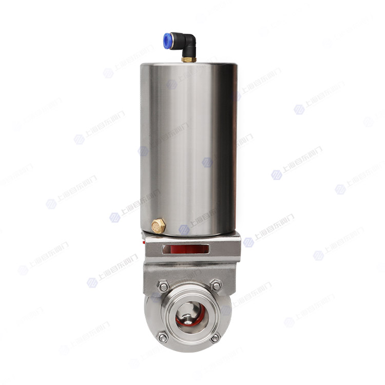 Pneumatic vertical sanitary butterfly valve