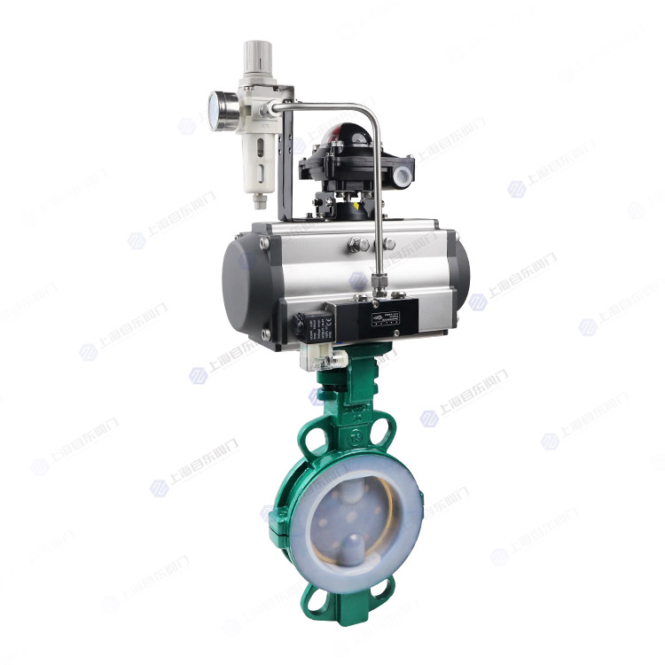 Pneumatic fluorine lined butterfly valve
