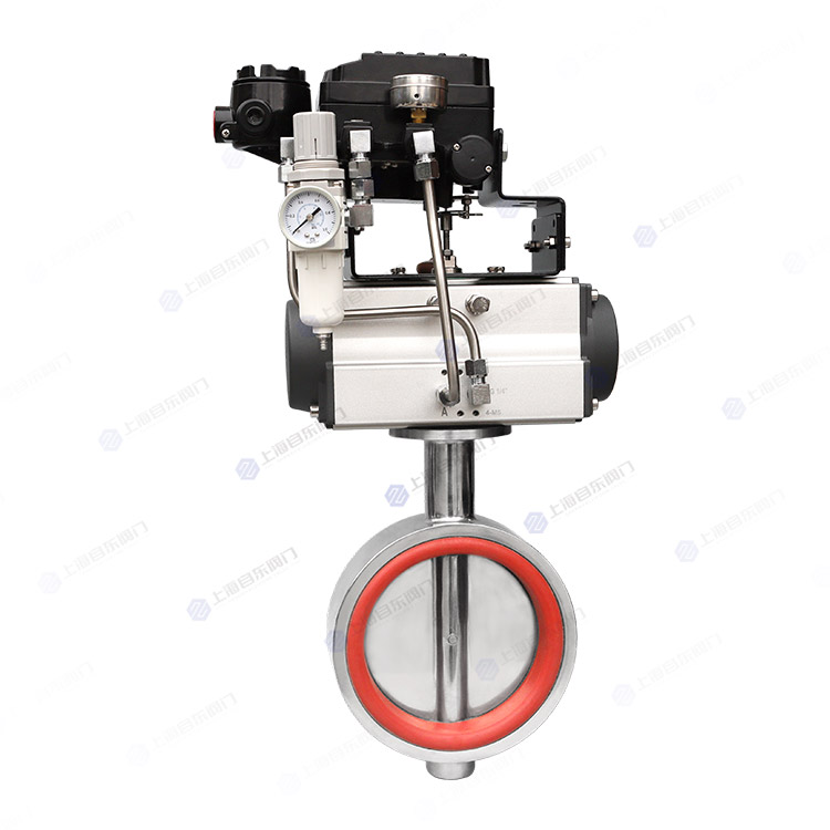 Pneumatic sanitary wafer-type butterfly valve
